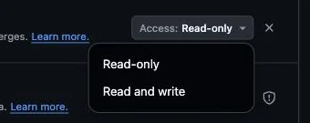 Contents の Access の選択肢。Read-only と Read and write。押す場所(Read and write)に 7 の印が付いている
